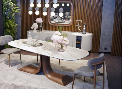 Luxury Complete Dining room Set 7-piece Ess Group Sideboard Mirror Dining table new